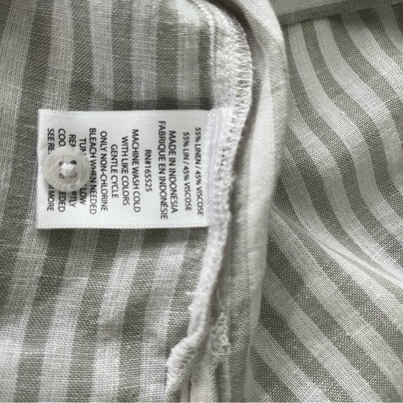 Lola River Olive Green Stripe, Button Down. Dolman Sleeve Top - Picture 4 of 4